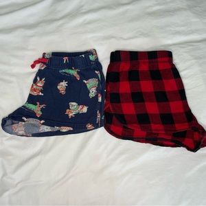 Christmas Pajama Shorts Animal and Plaid Design